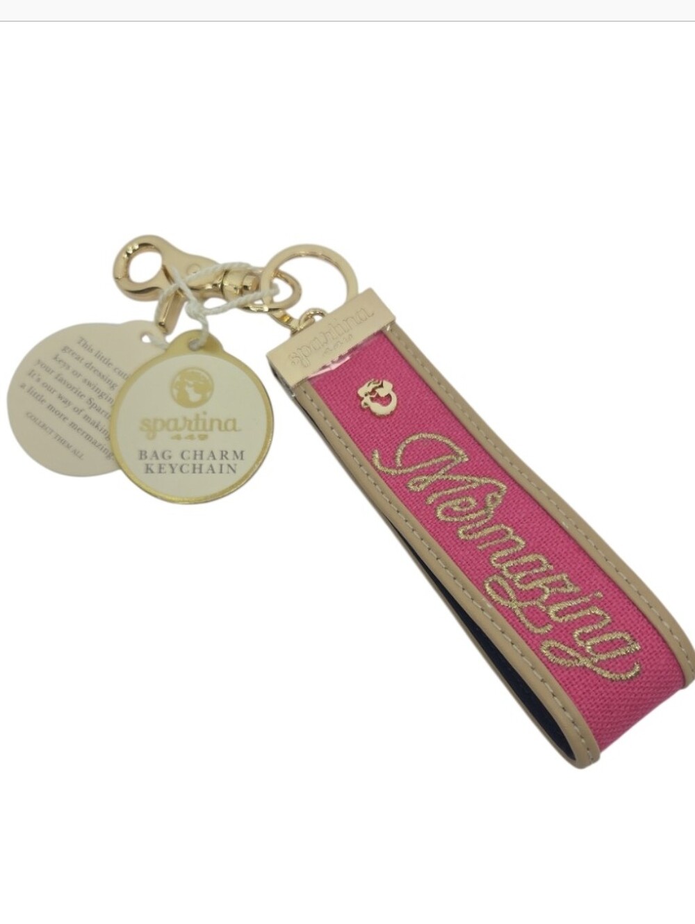 Spartina 449 Grab N Go Mermazing Pink Key Chain Bag Charm NWT